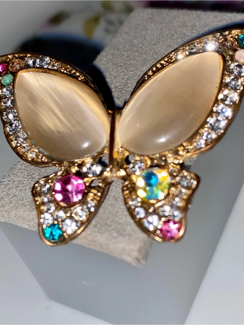 Gold Butterfly Crystal- Multicolor Brooch
